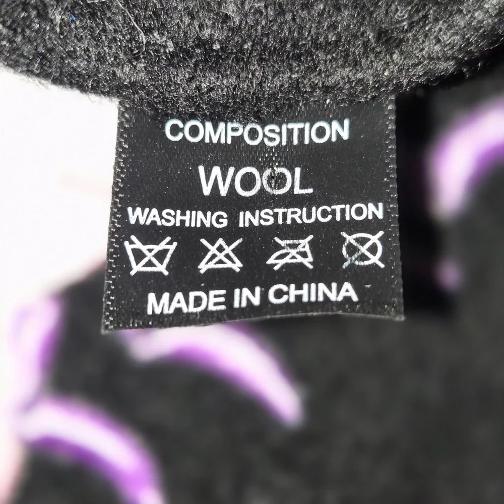 Black Wool Beret Pink Purple Heart Scorpion Embroidery Celestial Zodiac Hat